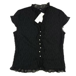 Banana Republic Mesh Black Button Down Size S